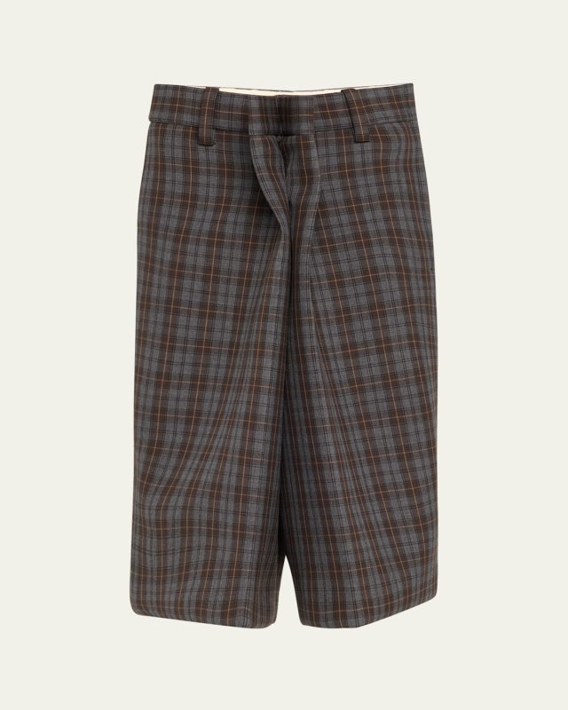 Plaid Sideways Long Shorts